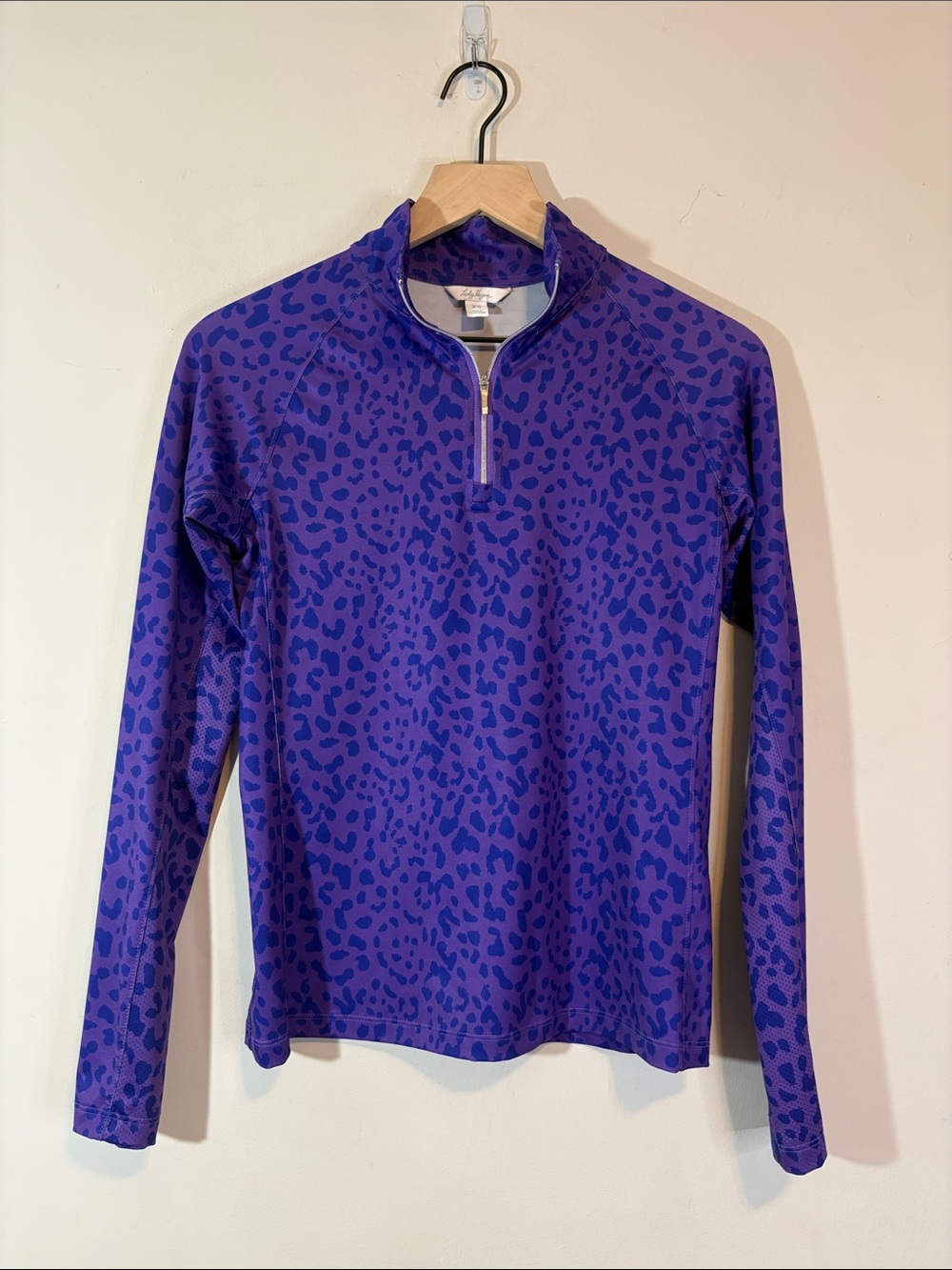 Lady Hagen Ladies Golf 1/4 Quarter Zip Golf Pullover Blue + Purple Cheetah Print